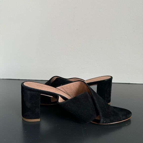 Madewell The Greer Mule Sandal Size 7.5 Black Comfort Suede Medium Block Heel - Picture 6 of 13